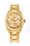 Rolex Datejust 31 Champagne Floral Motif Dial 18K Yellow Gold Ladies Watch 178248