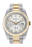 Rolex Datejust 36 Silver Jubilee Diamond Dial Fluted 18K Gold Two Tone Oyster Watch 116233