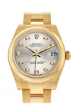 Rolex Datejust 31 Silver Diamond Dial 18K Yellow Gold Ladies Watch 178248 / None