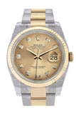 Rolex Datejust 36 Champagne-colour Diamond Dial Fluted 18K Gold Two Tone Oyster Watch 116233