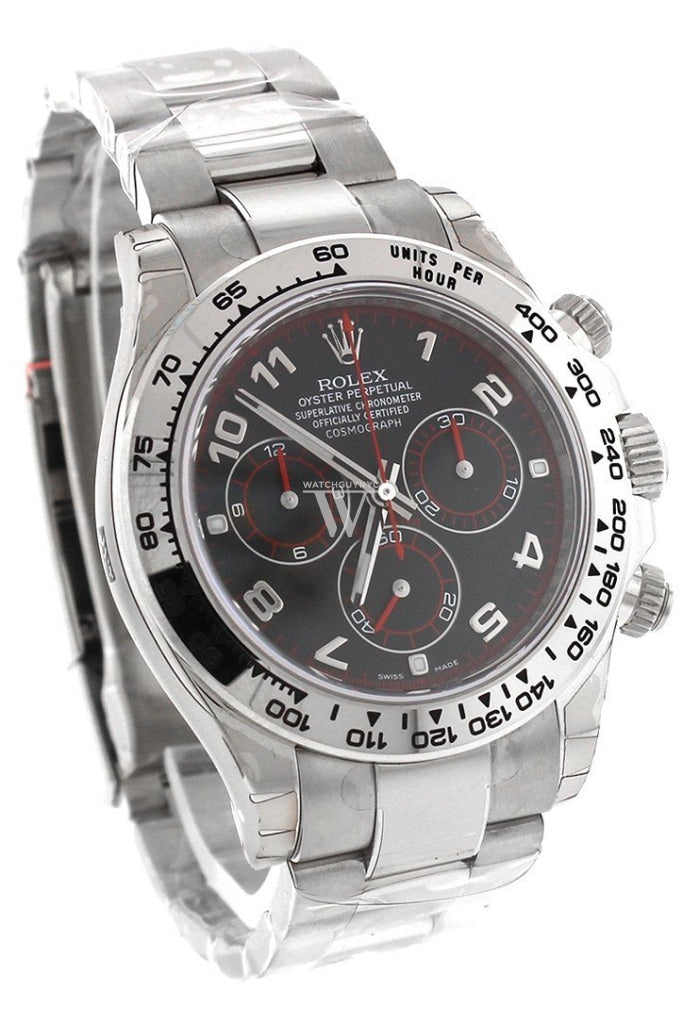 Rolex Cosmography Daytona Black Arabic Dial Oyster Bracelet 18K White Gold Mens Watch 116509