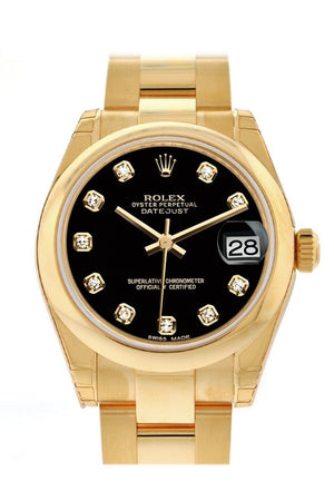 Rolex Datejust 31 Black Diamond Dial 18K Yellow Gold Ladies Watch 178248 / None