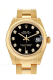 Rolex Datejust 31 Black Diamond Dial 18K Yellow Gold Ladies Watch 178248