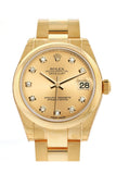 Rolex Datejust 31 Champagne Diamond Dial  18K Yellow Gold Ladies Watch 178248