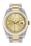 Rolex Datejust 36 Champagne-colour Jubilee Diamond Dial Fluted 18K Gold Two Tone Oyster Watch 116233