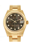 Rolex Datejust 31 Black Mother Of Pearl Diamond Dial 18K Yellow Gold Ladies Watch 178248 / None