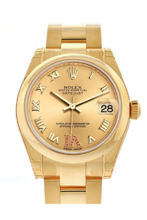 Rolex Datejust 31 Champagne Large Vi Diamondrubies Dial 18K Yellow Gold Ladies Watch 178248 / None