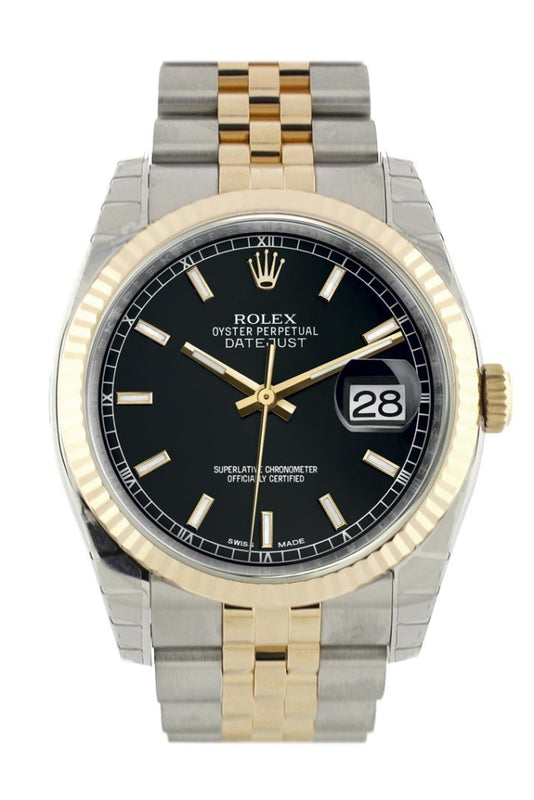 Rolex datejust two tone black face clearance
