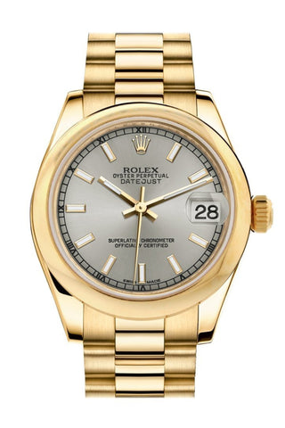Rolex Datejust 31 Silver Dial 18K Yellow Gold President Ladies Watch 178248 / None