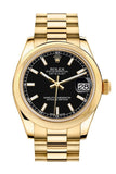 Rolex Datejust 31 Black Dial 18K Yellow Gold President Ladies Watch 178248 / None