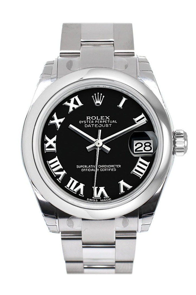 Rolex Datejust 31 Black Roman Dial Steel Ladies Watch 178240 / None