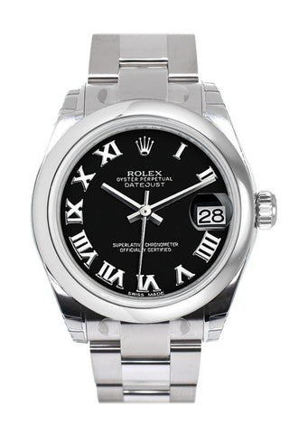 Rolex Datejust 31 Black Roman Dial Steel Ladies Watch 178240 / None