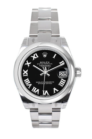 Rolex Datejust 31 Black Roman Dial Steel Ladies Watch 178240