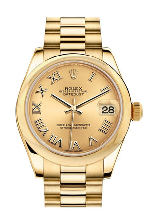 Rolex Datejust 31 Champagne Roman Dial 18K Yellow Gold President Ladies Watch 178248 / None