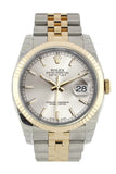 Rolex Datejust 36 Silver Dial Fluted 18K Gold Two Tone Jubilee Watch 116233