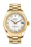 Rolex Datejust 31 White Roman Dial 18K Yellow Gold President Ladies Watch 178248