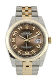 Rolex Datejust 36 Bronze Arab Dial Fluted 18K Gold Two Tone Jubilee Watch 116233