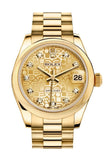 Rolex Datejust 31 Champagne Jubilee Diamond Dial  18K Yellow Gold President Ladies Watch 178248