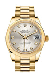 Rolex Datejust 31 Silver Diamond Dial 18K Yellow Gold President Ladies Watch 178248