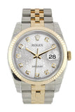 Rolex Datejust 36 Silver Jubilee Diamond Dial Fluted 18K Gold Two Tone Watch 116233