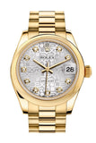 Rolex Datejust 31 Silver Jubilee Diamond Dial 18K Yellow Gold President Ladies Watch 178248 / None
