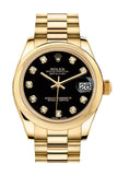 Rolex Datejust 31 Black Diamond Dial 18K Yellow Gold President Ladies Watch 178248 / None