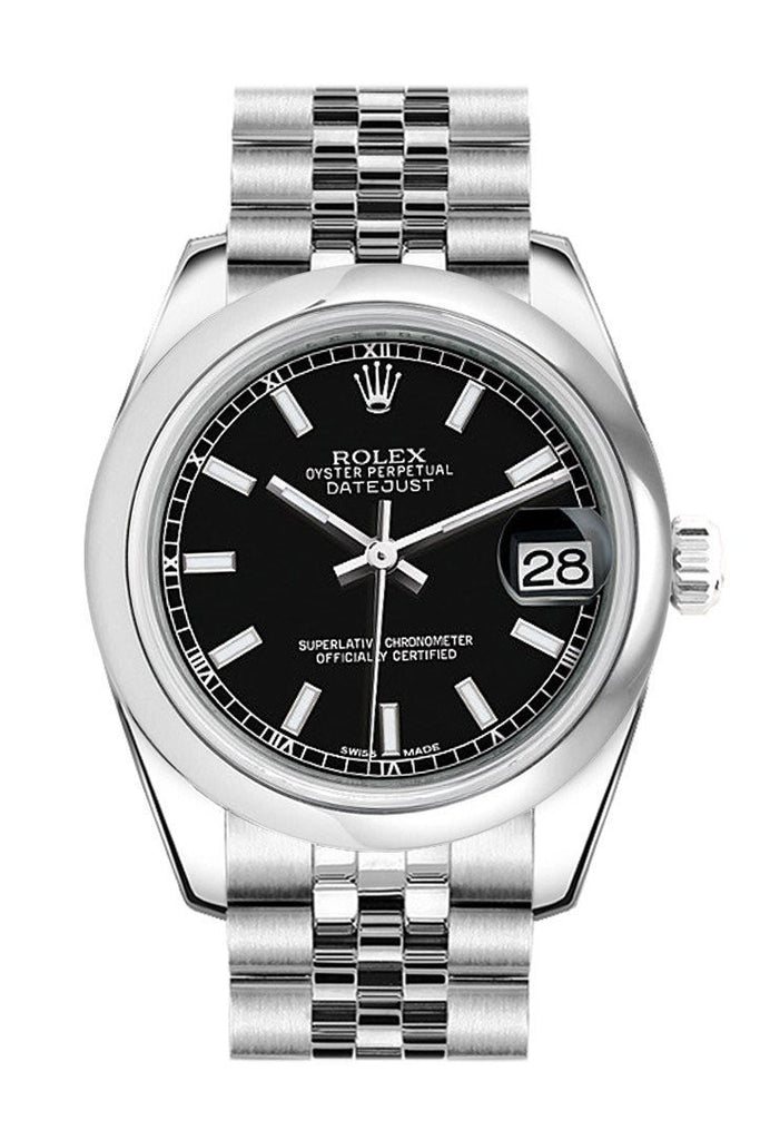 Rolex Datejust 31 Black Dial Stainless Steel Jubilee Ladies Watch 178240 / None