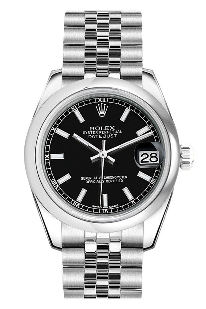 Rolex Datejust 31 Black Dial Stainless Steel Jubilee Ladies Watch 178240