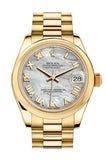 Rolex Datejust 31 White Mother Of Pearl Roman Dial 18K Yellow Gold President Ladies Watch 178248 /