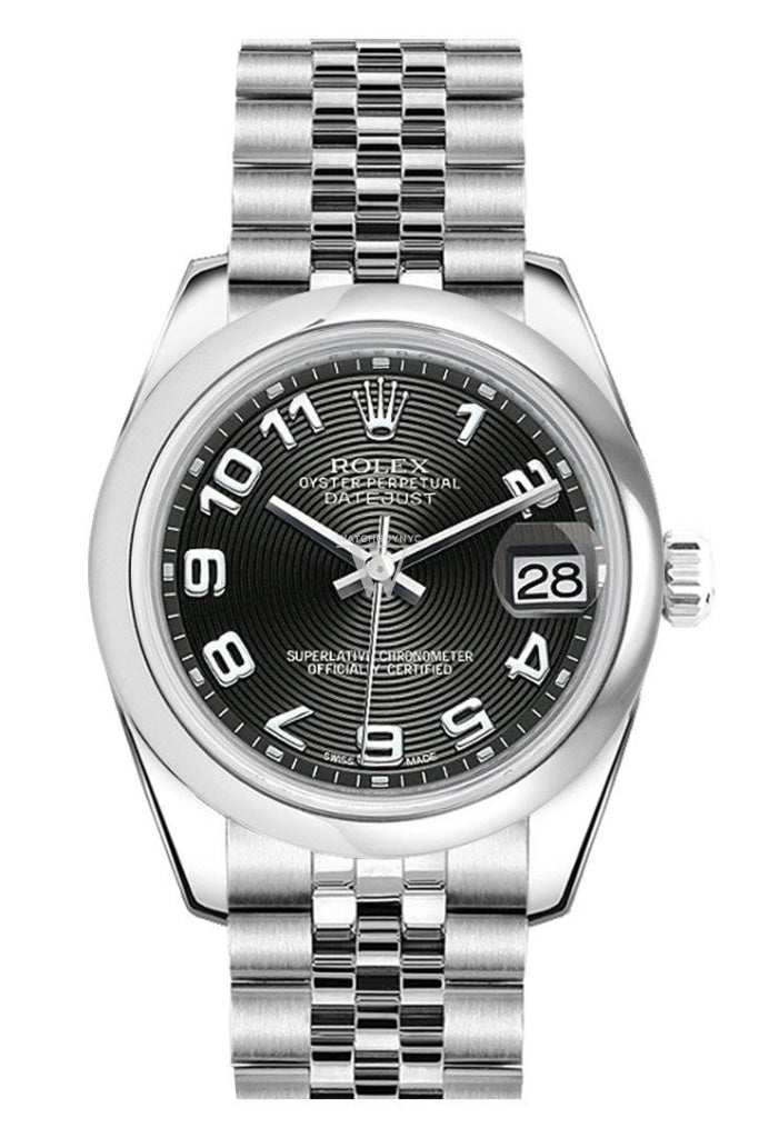 Rolex Datejust 31 Black Concentric Dial Stainless Steel Jubilee Ladies Watch 178240