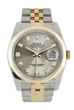 Rolex Datejust 36 Steel Diamond Dial Fluted 18K Gold Two Tone Jubilee Watch 116233