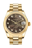 Rolex Datejust 31 Black Mother Of Pearl Jubilee Dia Dial 18K Yellow Gold President Ladies Watch