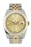 Rolex Datejust 36 Champagne-colour Jubilee Diamond Dial Fluted 18K Gold Two Tone Jubilee Watch 116233