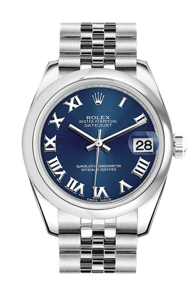 Rolex Datejust 31 Blue Roman Dial Stainless Steel Jubilee Ladies Watch 178240 / None