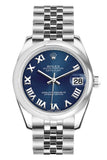 Rolex Datejust 31 Blue Roman Dial Stainless Steel Jubilee Ladies Watch 178240