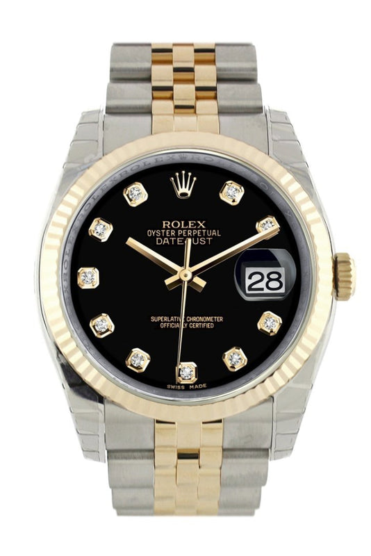 Rolex datejust black dial two tone top
