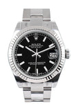 Rolex Datejust 31 Black Dial White Gold Fluted Bezel Ladies Watch 178274 / None