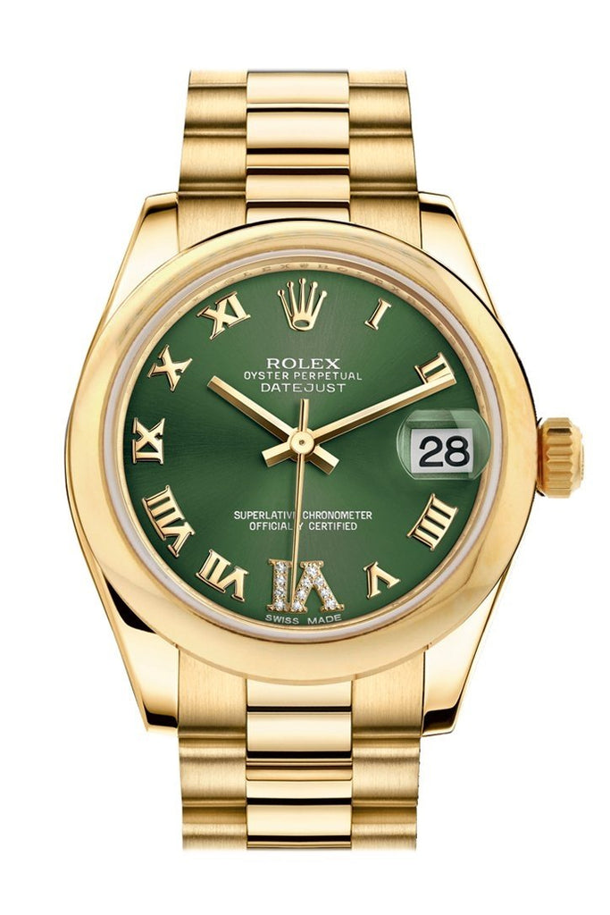 Rolex 178248 Datejust 31 Olive Green Dial 18k Gold President