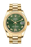Rolex Datejust 31 Olive Green Vi Diamonds Dial 18K Yellow Gold President Ladies Watch 178248 / None