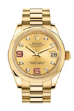 Rolex Datejust 31 Champagne Diamonds Rubies Dial 18K Yellow Gold President Ladies Watch 178248 /