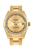 Rolex Datejust 31 Champagne Dial Fluted Bezel 18K Yellow Gold Ladies Watch 178278
