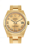 Rolex Datejust 31 Champagne Roman Dial Fluted Bezel 18K Yellow Gold Ladies Watch 178278