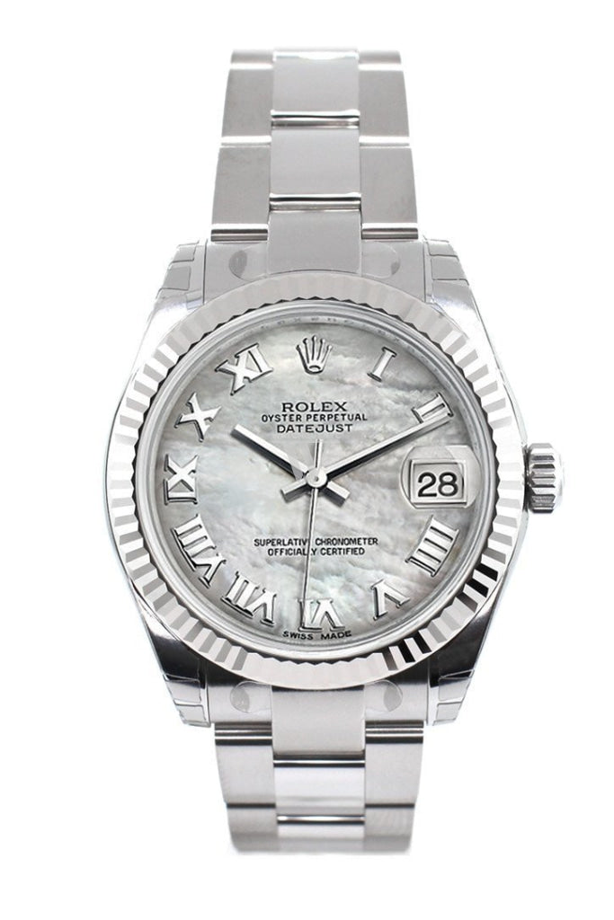ROLEX 178274 Datejust 31 MOP Roman Dial Gold Fluted Bezel WatchGuyNYC
