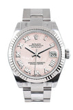 Rolex Datejust 31 Pink Mother of Pearl Roman Dial White Gold Fluted Bezel Ladies Watch 178274