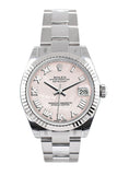 Rolex Datejust 31 Pink Mother Of Pearl Roman Dial White Gold Fluted Bezel Ladies Watch 178274