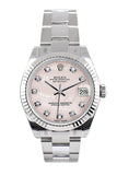 Rolex Datejust 31 Pink Mother Of Pearl Set Diamonds Dial White Gold Fluted Bezel Ladies Watch 178274