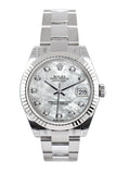 Rolex Datejust 31 White Mother Of Pearl Set Diamonds Dial Gold Fluted Bezel Ladies Watch 178274
