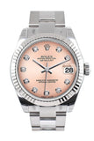 Rolex Datejust 31 Pink Set Diamonds Dial White Gold Fluted Bezel Ladies Watch 178274 / None