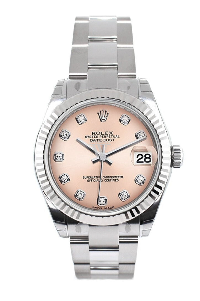 ROLEX 178274 Datejust 31 Pink Diamond Dial Gold Fluted Bezel