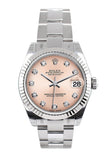 Rolex Datejust 31 Pink Set Diamonds Dial White Gold Fluted Bezel Ladies Watch 178274